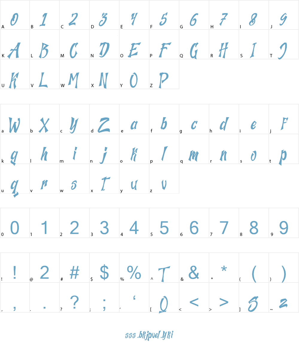 The Jazh Demo Font Character